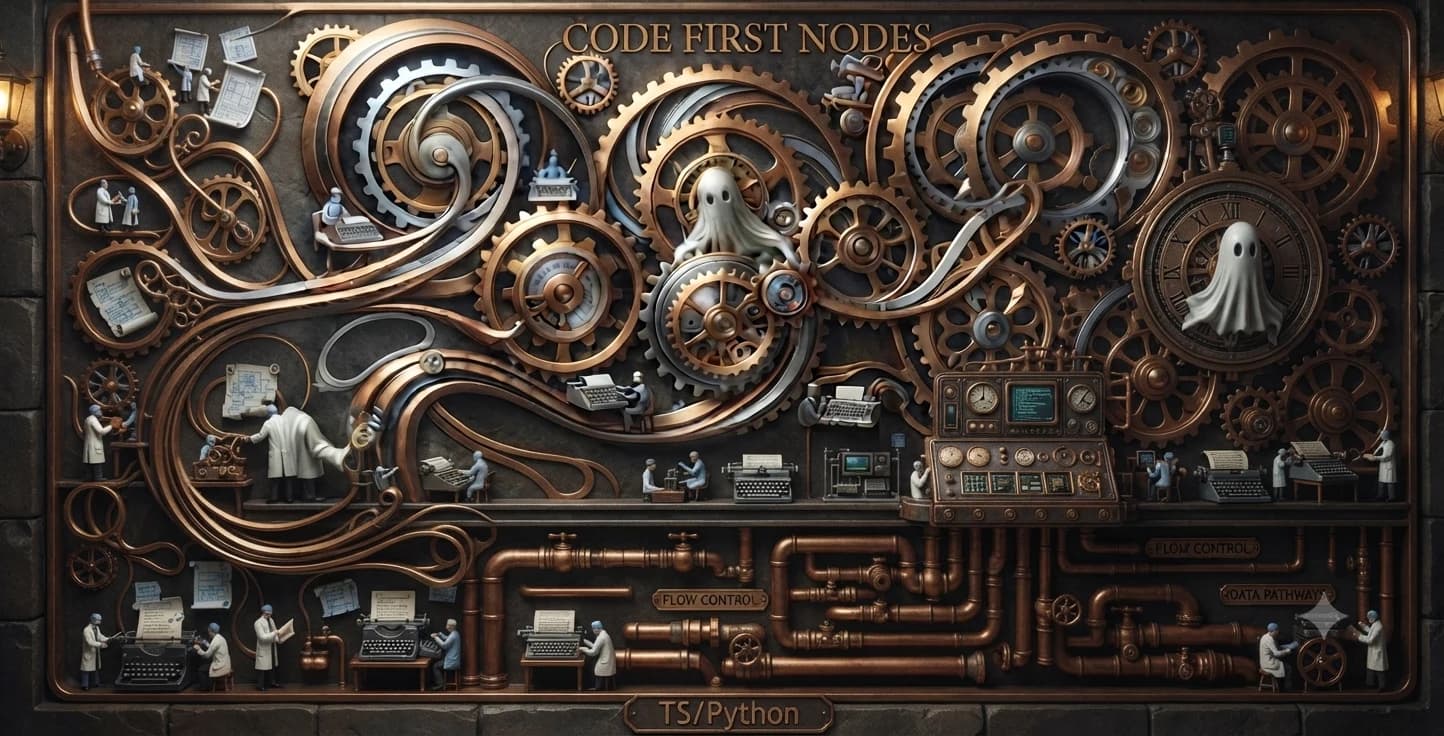 Manual coding era, typewriters and code-first nodes